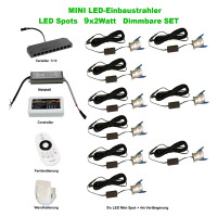 SET LED Spots 9 x 2Watt 3000K MINI LED-Einbaustrahler -...